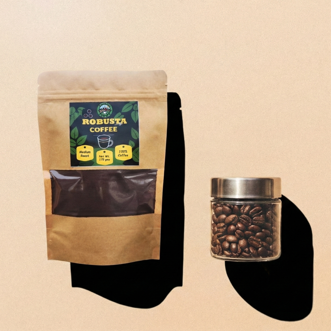 Empress Farms Robusta Coffee Powder 175g pouch with glass jar